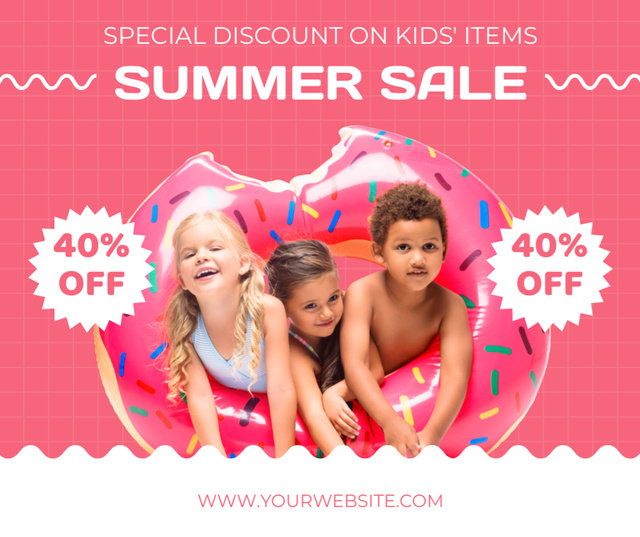 Template di design Summer Discount for Kids Clothing Facebook