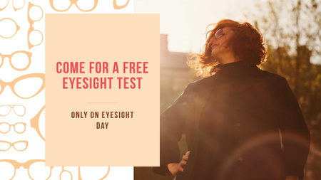 Plantilla de diseño de Eyesight Day Announcement with Woman in Sunshine FB event cover 