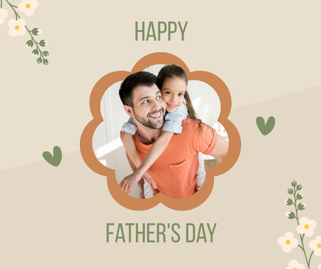 Father's Day Holiday Greeting with Dad and Daughter Facebook Design Template