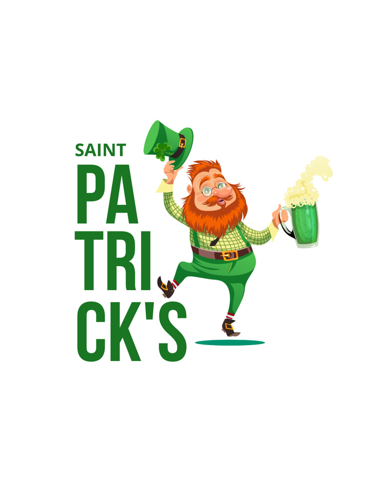 Happy St. Patrick's Day Greeting with Funny Man T-Shirt Šablona návrhu