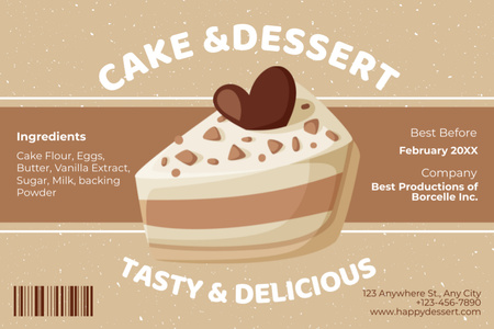 Kek ve Tatlı Perakende Label Tasarım Şablonu