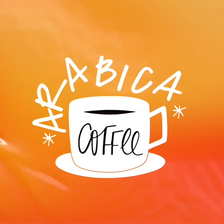 Template di design Tazza di caffè sul gradiente arancione Logo