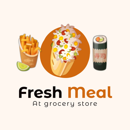 Fresh Meal at Grocery Store Animated Logo Design Template