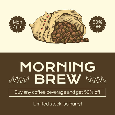 Premium Coffee Beans With Discounts Offer Instagram AD Design Template
