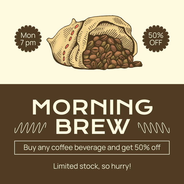 Premium Coffee Beans With Discounts Offer Instagram ADデザインテンプレート