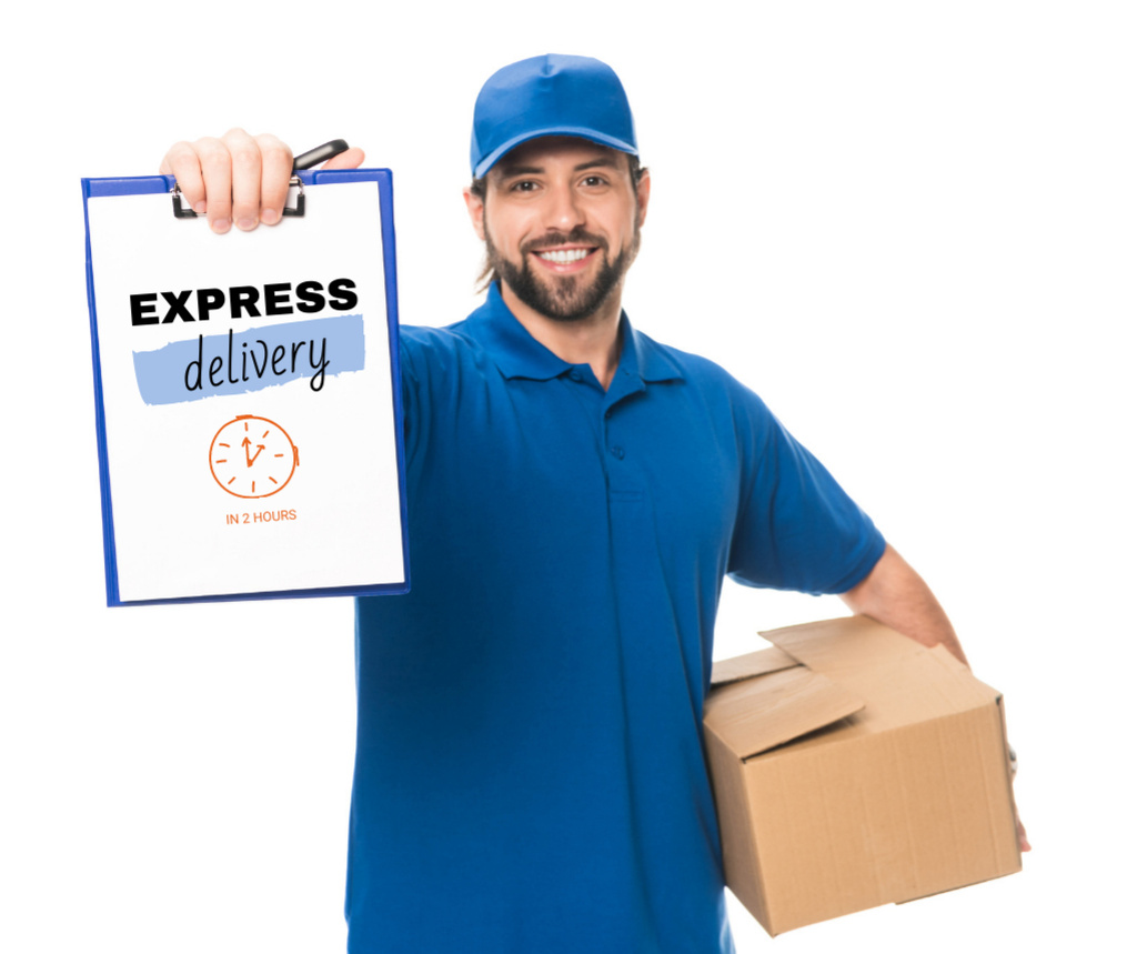 Backpack for express Delivery services Facebookデザインテンプレート