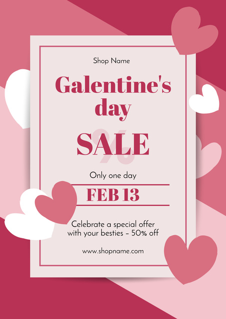 Holiday Sale on Galentine's Day Poster Design Template