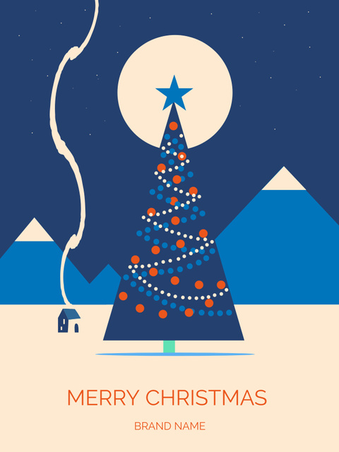 Merry Christmas Greetings in Winter Landscape Poster US Tasarım Şablonu