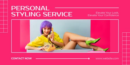 Personal Styling Services with Bold Fashion Icon Twitter Design Template