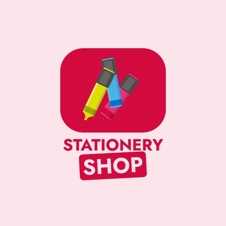 Parlak İşaretli Kırtasiye Mağazası Promosyonu Animated Logo Tasarım Şablonu