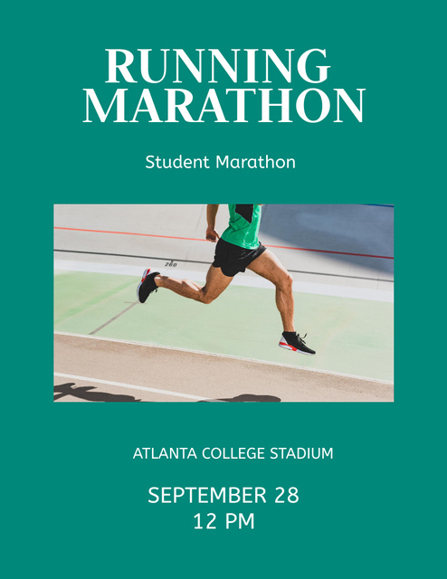 Students Running Marathon Announcement Poster 8.5x11in Tasarım Şablonu