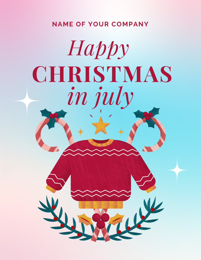 Engaging Christmas In July Greeting With Sweater Flyer 8.5x11in Tasarım Şablonu