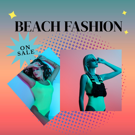 Modèle de visuel Annonce de vente de vêtements de plage de mode - Instagram