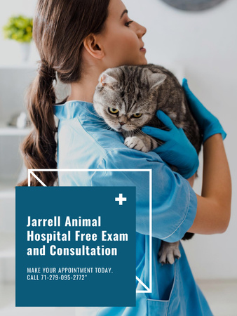 Cat Checkup at Clinic Poster US Design Template