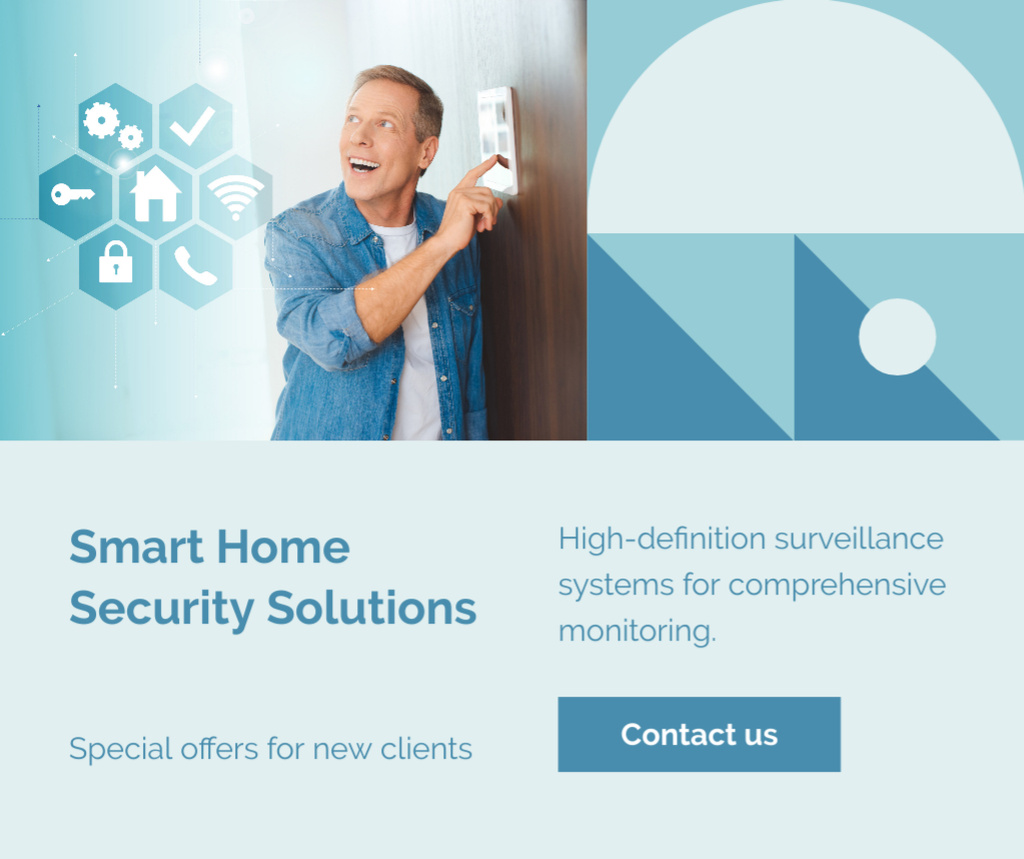Smart Home Security Solutions Facebookデザインテンプレート