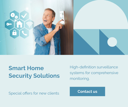 Smart Home Security Solutions Facebook Design Template