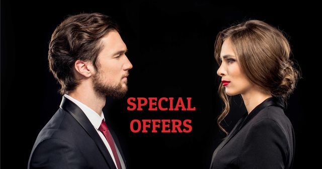 Special Offer Announcement with Confident Businesspeople Facebook AD Πρότυπο σχεδίασης