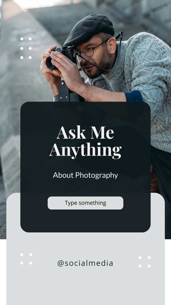 Szablon projektu Ask Professional Photographer Anything About Photography Instagram Story
