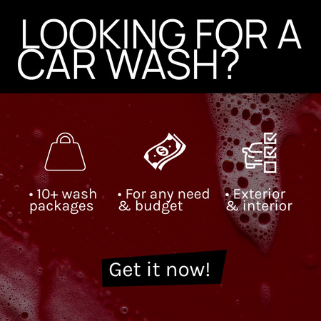 Affordable Car Wash Service With Foam Animated Post Design Template