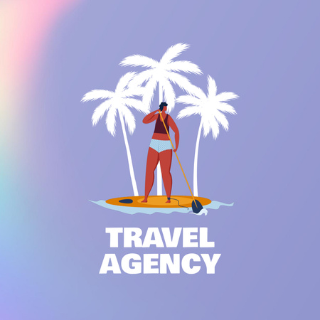 Letní prohlídka surfování Animated Logo Šablona návrhu