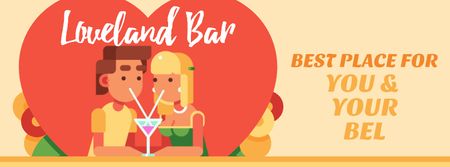 Dreamy Lovers enjoying Coctails on Valentine's Day Facebook Video cover Design Template