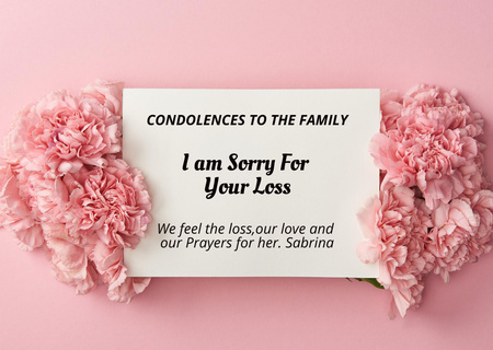 Deepest Condolences Message to the Family Card Design Template
