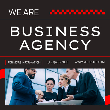 Ad of Business Agency with Working Team LinkedIn post tervezősablon