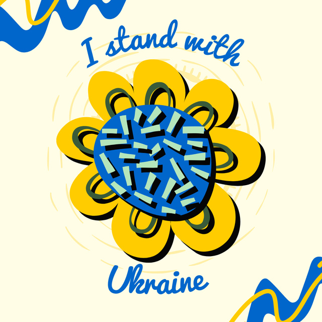 Conveying Deep Support for Ukraine Through Yellow And Blue Illustration Instagramデザインテンプレート