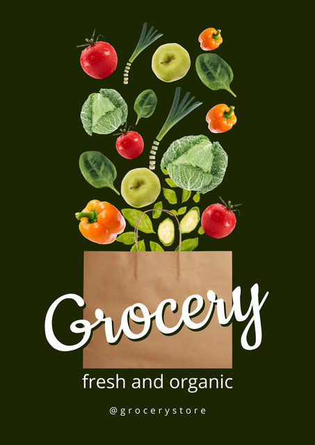 Eco-friendly Paper Bag Full of Various Vegetables Poster Tasarım Şablonu