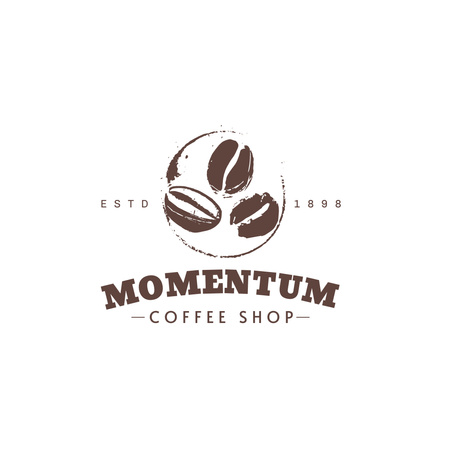 Minimalistic Coffee Shop Emblem With Beans In White Logo Design Template