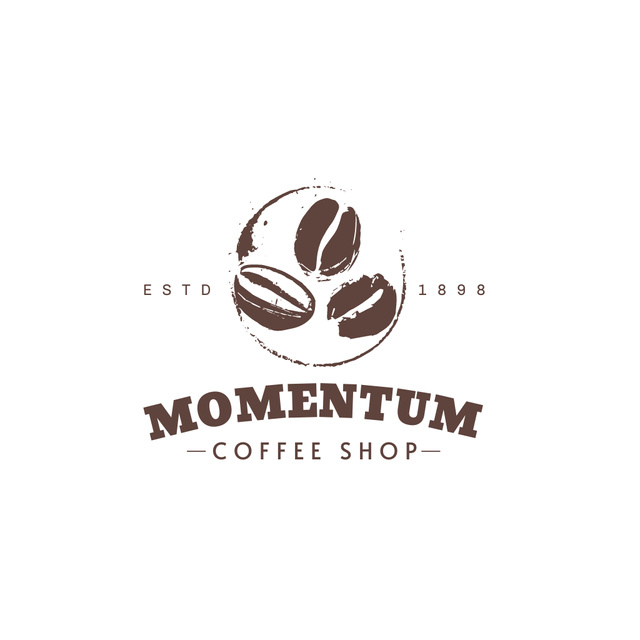 Minimalistic Coffee Shop Emblem With Beans In White Logo – шаблон для дизайну