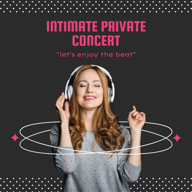 Private Concert Announcement With Headphones Instagram AD Design Template