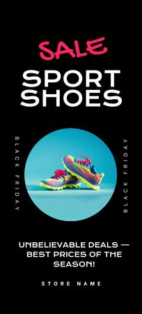 Sport Shoes Sale on Black Friday Flyer 3.75x8.25in Design Template