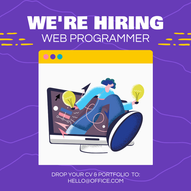 Ontwerpsjabloon van Instagram van We're hiring web programmer