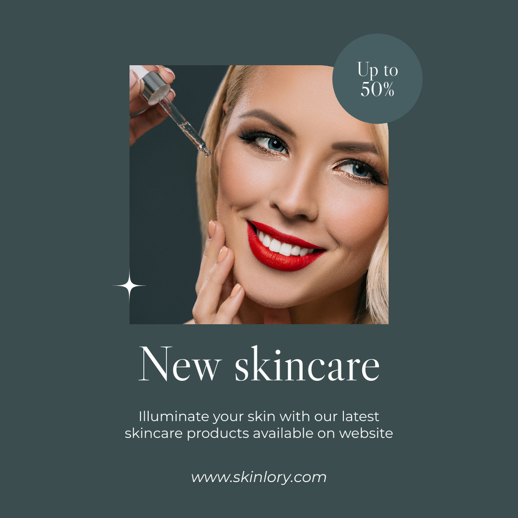 Ontwerpsjabloon van Instagram van Skincare Serum Discount Green