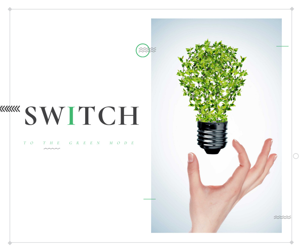 Eco Light Bulb with Leaves Facebook Design Template