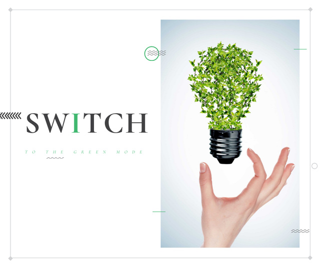 Eco Light Bulb with Leaves Facebook tervezősablon