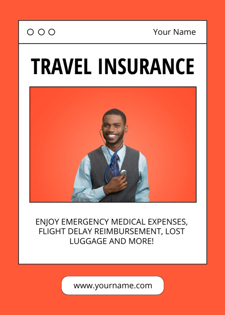 Designvorlage Travel Insurance Offer on Orange für Flayer