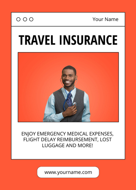 Travel Insurance Offer on Orange Flayer Design Template