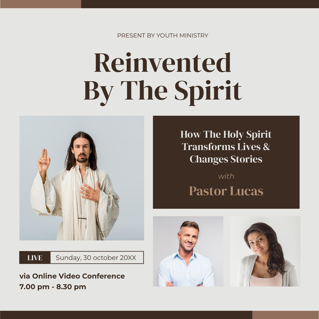 Online Video Conference with Pastor Instagram Design Template