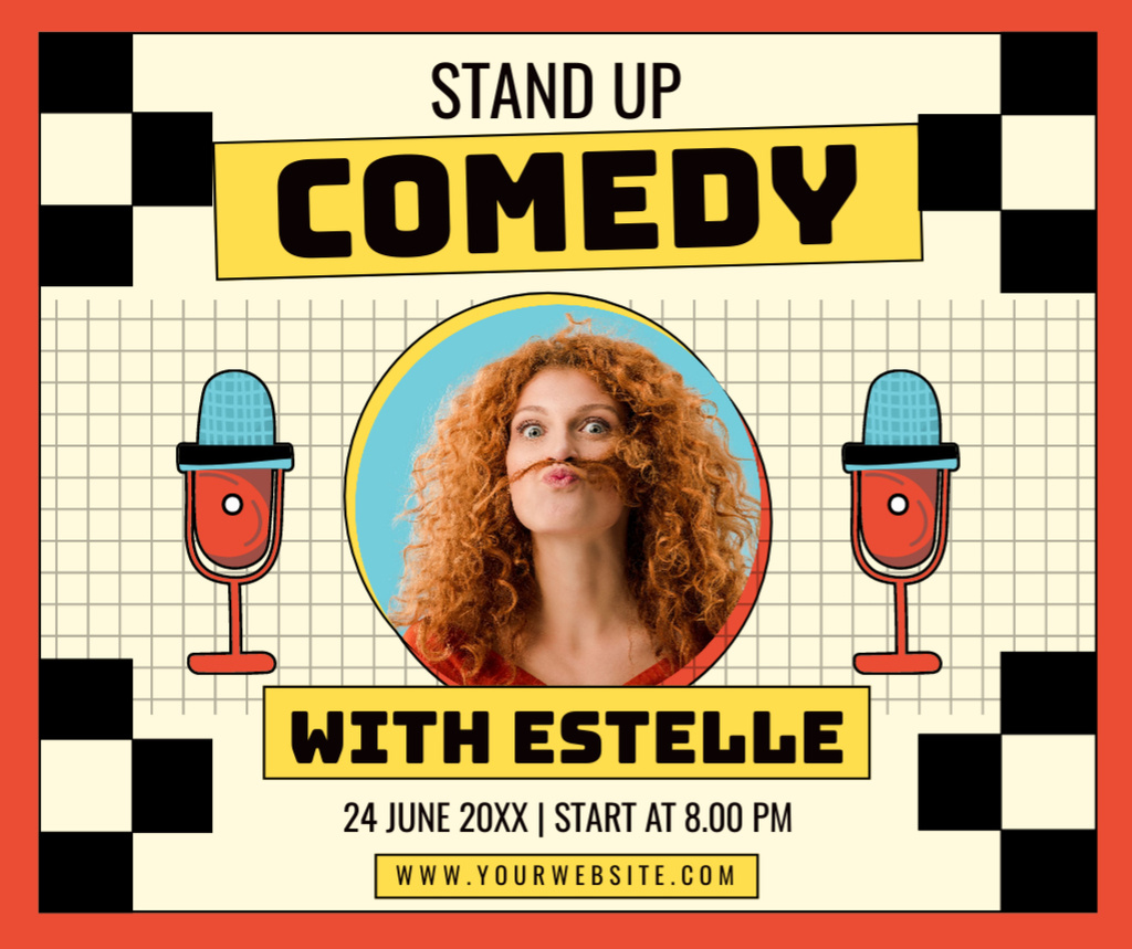 Standup Show with Cheerful Curly Woman Facebook – шаблон для дизайна