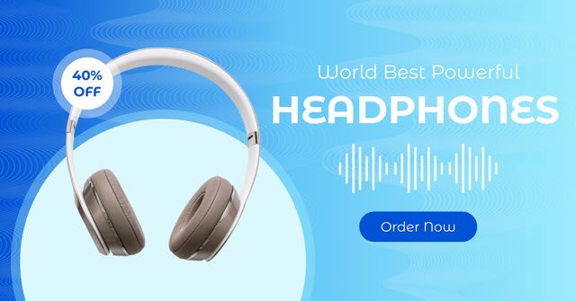Plantilla de diseño de Offering the Best Powerful Headphones Facebook AD 
