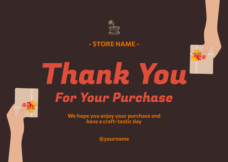 Craft Brand And Gratitude For Purchase Card Design Template