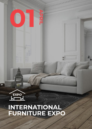 Maailmanlaajuinen kodin sisustusnäyttely viihtyisällä olohuoneella Postcard 5x7in Vertical Design Template