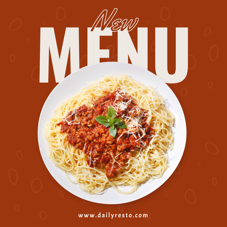 Ontwerpsjabloon van Instagram van Lekkere Spaghetti Nieuw Menu