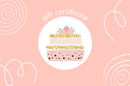 Gift Voucher with Dessert on Pink Gift Certificate Design Template
