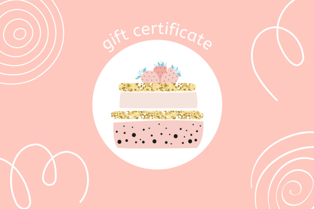 Gift Voucher with Dessert on Pink Gift Certificate Tasarım Şablonu