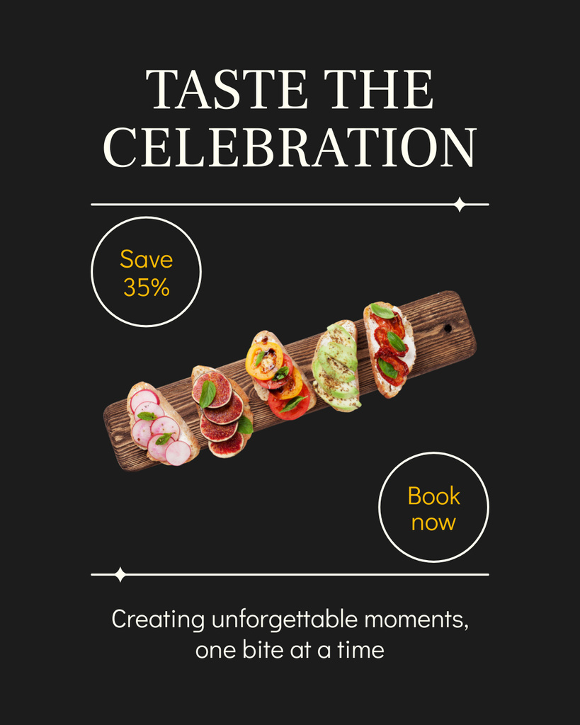 Plantilla de diseño de Unforgettable Moments Events with Catering Delicious Dishes Instagram Post Vertical 