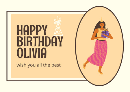 Születésnapi kívánságok bézs színű nővel Card tervezősablon