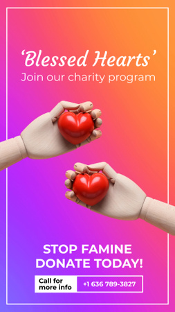 Designvorlage Charity Program Against Famine für Instagram Video Story